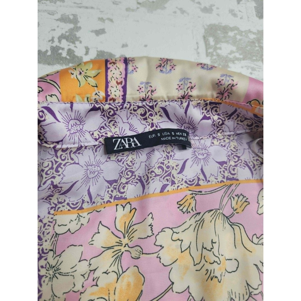 ZARA Paisley Patchwork Print Long Sleeve‎ Button Up Blouse Women's Small - Picture 5 of 5